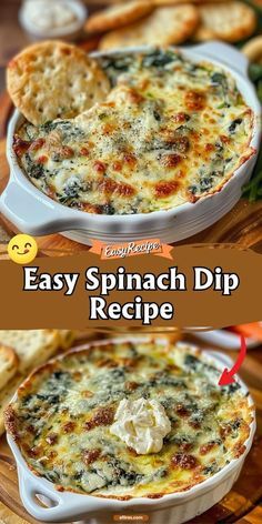 spinach dip recipe in a casserole dish