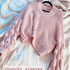 Never Worn. Doesn’t Have Size On The Tag - For Reference I Am 5’6”. I Am Obsessed With The Cute Chunky Detailing On The Sleeves. It Is Also Very Soft And Very Warm!!! Chunky Pink Sweater, Blush Pink Color, Pink Sweater, Cropped Sweater, Pink Color, Blush Pink, Knit Sweater, Knitted Sweaters, Sweaters For Women