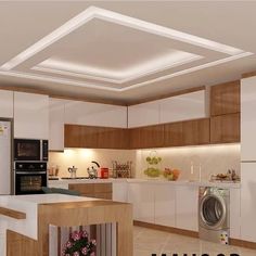 an image of a modern kitchen setting in 3d