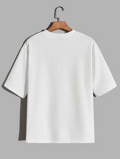 SHEIN Men Solid Drop Shoulder Tee | SHEIN USA White Tishert, Plain T-shirts, Man Tshirt Style, T Shirt Photography Ideas, Graphic T Shirts Aesthetic, Thrift Business, Mens Oversized Fashion, Cloth Mockup, T Shirt Design Ideas Creative