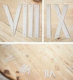 the letters are made out of wood and have roman numerals