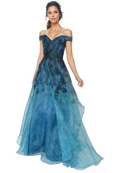 Off The Shoulder Organza A-line Gown Printed Organza, Beaded Chiffon, Column Gown, Organza Fabric, A Line Gown, Dark Teal, Your Special, Stretch Lace, Orange And Purple