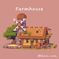 an image of a house made out of wood and paper with the words farmhouse on it