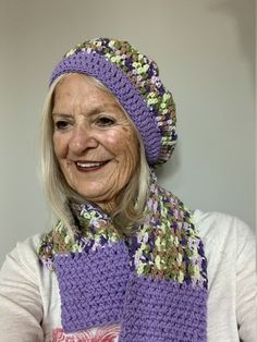 Crochet hat scarf / women's winter accessories / handmade accessories / original unique clothing Purple Bohemian Hats For Winter, Bohemian Purple Winter Hat, Purple Bohemian Winter Hats, Handmade Casual Purple Hat, Casual Handmade Purple Hat, Purple Casual Hat For Fall, Bohemian Purple Crochet Hat One Size, Purple Bohemian Crochet Hat One Size, One Size Purple Bohemian Crochet Hat