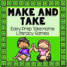 make and take game with two children sitting on the floor in front of a green background