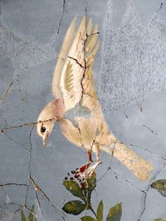 a painting of a bird with its wings spread