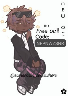 a drawing of a person with glasses on their head and the words free o code in front of them