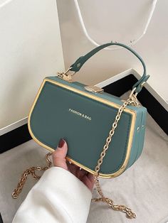 Bag For Love - Contrast Binding Chain Saddle Bag  - Women Satchels Expensive Bag, Trendy Purses, My Style Bags, Luxury Bags Collection, Bag Obsession, Girly Bags, Cute Handbags, Luxury Purses, Fancy Bags