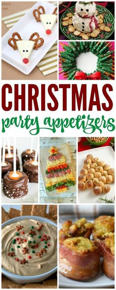 christmas party appetizers collage with text overlay