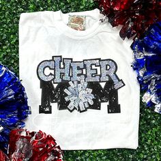 Super light weight and perfect to apply on tee shirts or sweatshirts.  Bags, blankets and any other item that it can be heat pressed onto would be really cute!  Approx size: 10" wide x 6 3/4" height  Listing is for 1 patch Cheer Mom Shirt, Cheer Pom Poms, Diy Patch, Cheer Mom Shirts, Cheer Coach, Patch Shirt, Cheer Coaches, Patches Shirt, Cheer Shirts