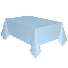 a light blue tablecloth on a white background with an empty place for the center piece