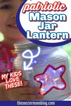 This patriotic craft for kids from the Soccer Mom Blog is so much fun! Learn how to make Mason jar lights with your kids that you can use to decorate with this July 4th. They only require a few materials to create these adorable lanterns. Try making them today! Mason Jar Lantern, Patriotic Kids, Mason Jar Lights, Mason Jar Lanterns, Blue Mason Jars, Jar Lanterns, Patriotic Crafts, Diy Lanterns, 4th Of July Celebration