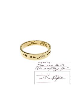 ENGRAVING RING ∙ MADE TO ORDER ✿ Material: High-Quality, Solid 925 Sterling Silver, Brass, Gold ✿ Finish: Sterling Silver ∙ 18K Gold ∙ 14K Gold∙ ✿ Send me a photo of your handwriting and I will etch it in a beautiful golden band. The engraving can be on the inside or the outside. This ring makes a beautiful wedding band or an anniversary present. Ring Dimensions are 1.2mm x 3.5mm Everything about this ring is custom so don't hesitate to reach out with your specific needs. . H O W ∙ T O ∙ O R D E Handwritten Ring, Functional Jewelry, Beautiful Wedding Bands, Memorial Ring, 3d Printed Jewelry, Gold Text, Solid Gold Chains, Printed Jewelry, Wide Rings