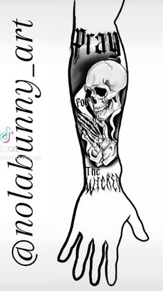 a drawing of a hand with a skull on it and the words tattoo convention written in black