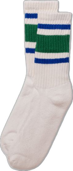 White Crew Socks, Mid Calf Socks, Green Clothing, Womens Socks, Sock Drawer, Socks Cute, Women Socks, Retro Stripes, Socks For Women