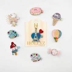 Add a touch of fun and sparkle to your little one's outfits with this adorable set of glitter hair clips! Featuring playful designs like ice cream cones, donuts, an Eiffel Tower, balloons, and more, these clips are perfect for any occasion. Each clip is carefully handmade with vibrant glitter and unique details, ensuring high quality and lasting charm. Ideal for birthday gifts, party favors, or everyday styling! Materials: Glitter fabric, secure alligator clips Perfect for: Toddlers, kids, and fun-loving individuals Bring joy and sparkle to your hairstyles with these delightful handmade accessories! 🎀 Ice Cream Donut, Glitter Hair Clips, Cream Donut, Ice Cream Cones, Glitter Hair, Alligator Clips, Glitter Fabric, Cute Accessories, Beignets