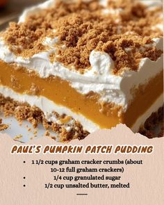 Recipe Ingredients, Graham Cracker Crust, Graham Cracker Crumbs, Pie Dessert, Graham Cracker, Pumpkin Puree, Granulated Sugar, Graham Crackers