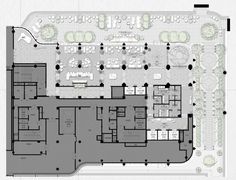 the floor plan for an office building with multiple floors and several rooms, all in different sections