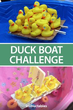 the duck boat challenge is an easy and fun activity for kids