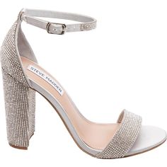 Manufacturer: Steve Madden Suggested Price: $99.95 Condition: Style Type: Dress Sandals Collection: Steve Madden Sleeve Length: Closure: Material: Fabric Type: Specialty: P1719758-1978614 Hak Tinggi, Steve Madden Store, Ankle Strap Block Heel, Prom Heels, Rhinestone Heels, Prom Shoes, Silver Heels, 4 Inch Heels, Dress Sandals