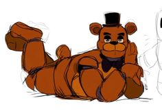 a drawing of a teddy bear with a top hat and bow tie laying on the ground