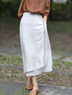 Women's Pencil Long Skirt Linen Skirts Midi Linen White Blue Brown Skirts Summer Split Ripped Asymmetric Hem Without Lining Fashion Streetwear Basic Casual Street Daily M L XL 2023 - CAD $38.99 Linen Skirt Midi, Linen Fashion, Brown Skirts, Summer Linen, Linen Skirt, Asymmetrical Design, Type Of Pants, Pleated Midi Skirt, Skirt Design