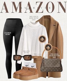 Clothes For Women Winter, Ugg Outfits, Outfit Coat, Smart Casual Women Outfits, Amazon Outfits, Saturday Outfit, Minimalist Clothes, Coated Leggings, Minimalist Winter