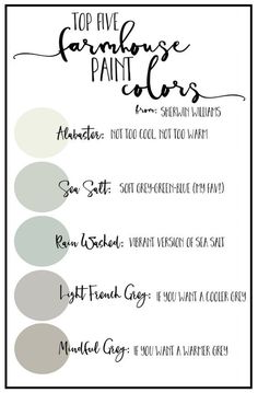 the top five favorite paint colors