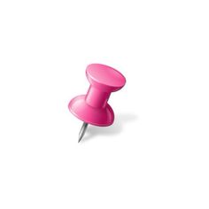 a pink button with a pin on it