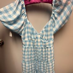 Playful Light Weight Dress Checkered Sky Blue Dress Fun Dress For A Lunch Date Or Winery! Sky Blue Dress, Famous Dress, Lunch Date, Fun Dress, Almost Famous, Blue Dress, Sky Blue, Blue Dresses, Nice Dresses