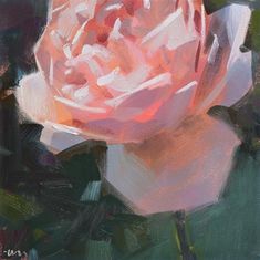 an oil painting of a pink rose