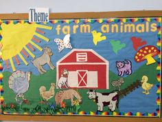 a bulletin board with farm animals on it