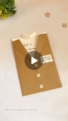 a brown card with buttons on it