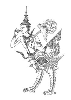 the hindu god is walking with his hands on his hips and holding a flower in one hand