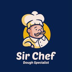 the logo for a restaurant called sir chef, which is designed to look like an old man