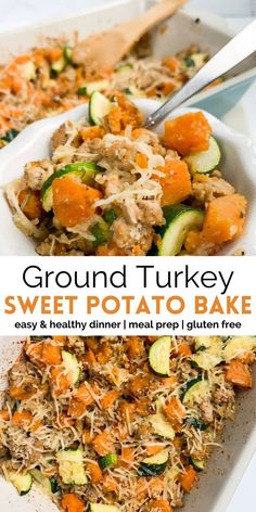 #healthyrecipeseasy Ground Turkey Sweet Potato, Sweet Potato Bake, Turkey Sweet Potato, Healthy Dinner Recipe, Potato Bake, Easy Healthy Meal Prep, Health Dinner, Free Meal, God Mat