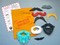 an assortment of fake moustaches and accessories