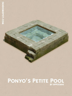 the cover of ponyo's petite pool by applicance, with an image of a square stone pit