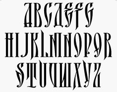 the upper and lower case of an old english alphabet, with black ink on white paper