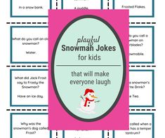 snowman jokes for kids that will make everyone laugh at christmas time - free printable