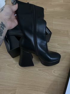 Seller Notes: only tried on. calves too thick to close zippers :(. in perfect condition, have original box. last pic is from website, couldnt find the of boots anymore, these are the closest but with thicker heel. ; Condition: New Without Tags; Freedom Rave Wear Thigh High Heels, High Heeled Boots, Thigh High Boots Heels, Rave Wear, Thick Heels, High Heel Boots, Thigh High, Thigh Highs, Heeled Boots