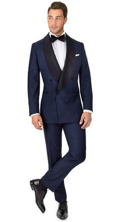 Blue Sharkskin Double Breasted Tuxedo Mens Winter Suits, Blue Tux, Navy Tuxedos, Double Breasted Tuxedo, Winter Suits, Blue Tuxedos, Wedding Outfit Men, Tuxedo Style, Mens Formal Wear