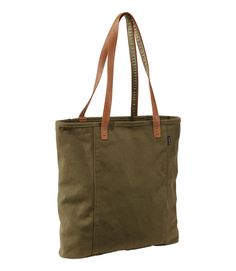 Leather-Handle Essential Tote Bag | Tote Bags at L.L.Bean Everyday Practical Canvas Bag With Leather Handles, Practical Canvas Bag With Leather Handles For Everyday Use, Practical Everyday Canvas Bag With Leather Handles, Practical Everyday Canvas Bag With Canvas Lining, Everyday Khaki Cotton Shoulder Bag, Everyday Coated Canvas Bag With Reinforced Handles, Coated Canvas Bag With Reinforced Handles For Everyday Use, Khaki Tote Canvas Bag For Everyday Use, Khaki Shoulder Bag With Leather Handles For Everyday