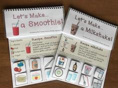 two notebooks with instructions on how to make smoothies