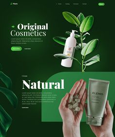 the website is designed to look like an organic cosmetics store, and has green leaves on it