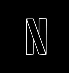 the letter n is made up of thin lines on a black background with white outline