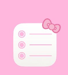 a pink hello kitty wallpaper with a checklist on it's back side