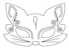 a paper cat mask is shown in black and white