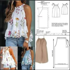 a woman's blouse and shorts sewing pattern