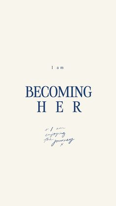 the cover of i am becoming her, written in blue ink on a white background